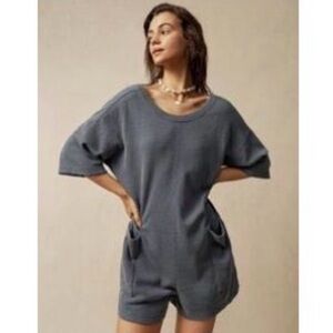 Waffle Knit Gray Romper